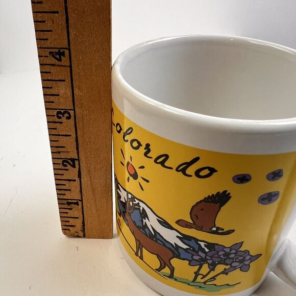 Colorado Coffee Mug State Souvenir Heart Mountains Drink Cup Yellow Ceramic - Picture 8 of 9